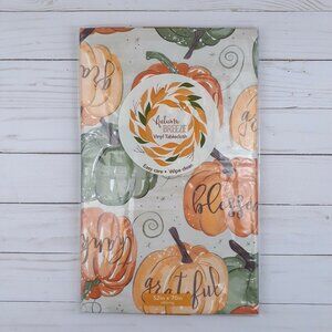 Vinyl Tablecloth Fall Pumpkins Thankful Grateful Blessed 52x70